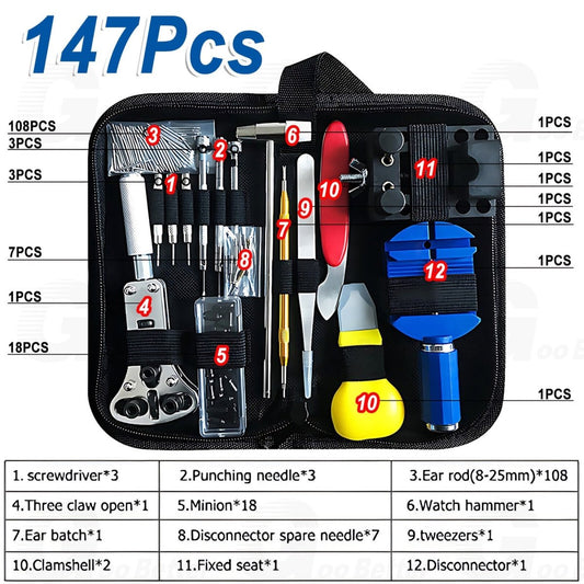 147 PCS Watch Repair Kit Watchmaker Back Case Remover Opener Link Pin Spring Bar