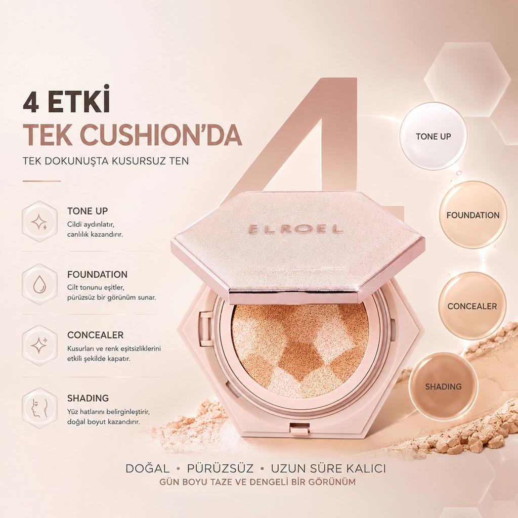 Elroel Blending Compact Cushion Foundation 21 Light Beige 15g