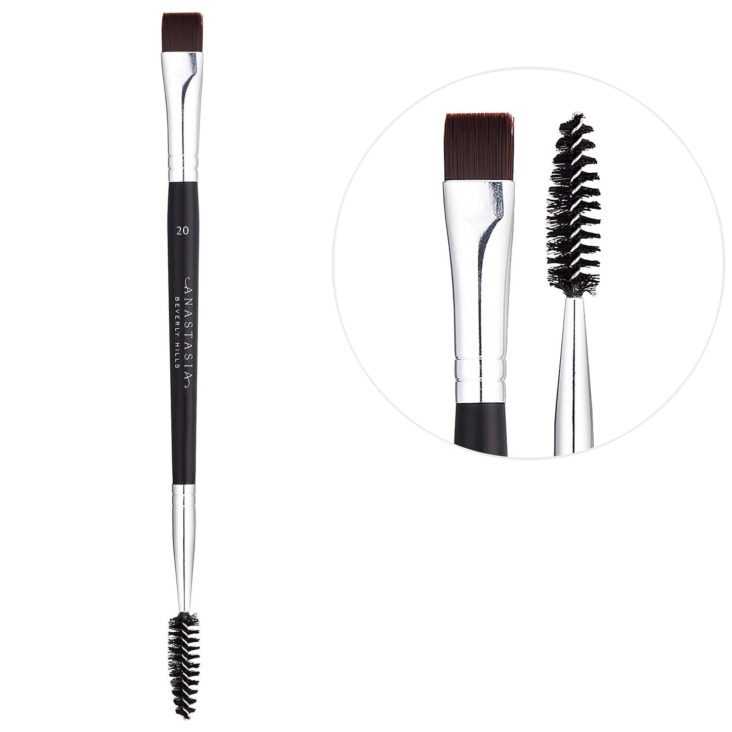Anastasia Beverly Hills Brow Brush #20 - Precision Dual-Ended Eyebrow Grooming Tool for Precise Makeup Application