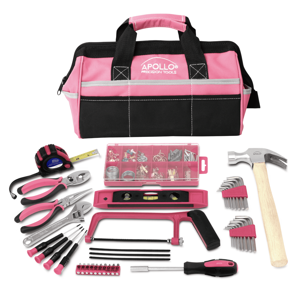 201 Piece Household Tool Kit in a Soft-Sided Tool Bag Pink - DT0020P