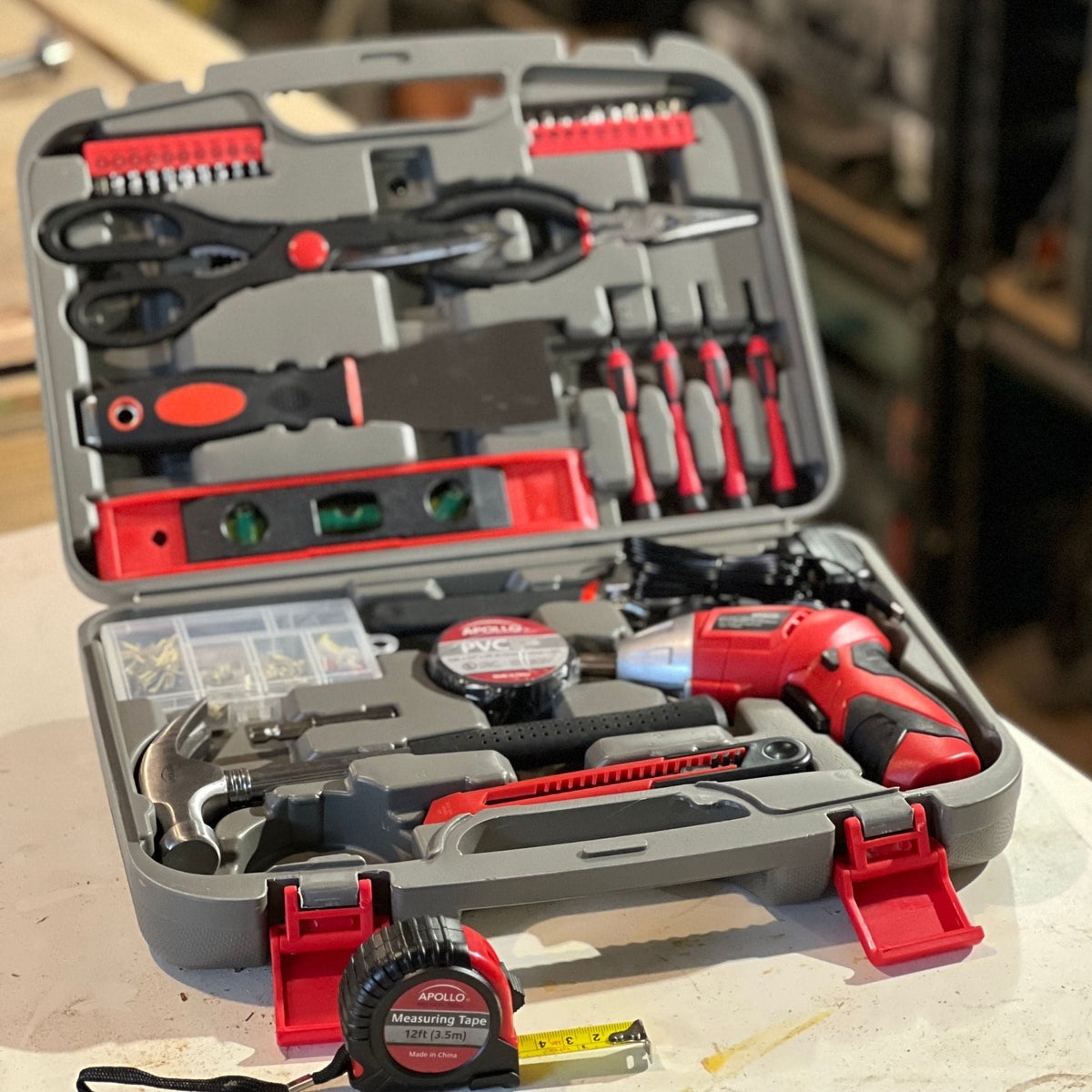 135 Piece Household Tool Set with Pivoting Dual-Angle 3.6 Volt Lithium-Ion Cordless Screwdriver - DT0773