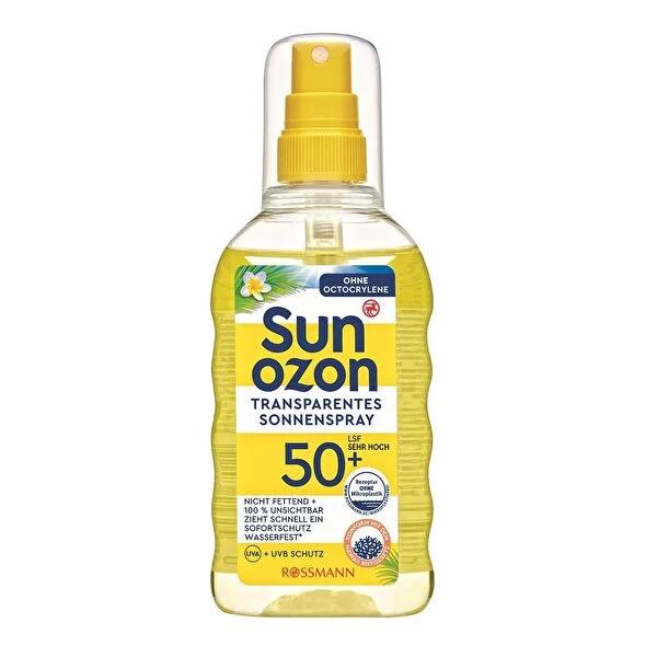 Sunozon Vegan Transparan GŸne_ Koruyucu Sprey 50+ SPF - Water-Resistant, Non-Greasy Sunscreen Spray for Sensitive Skin