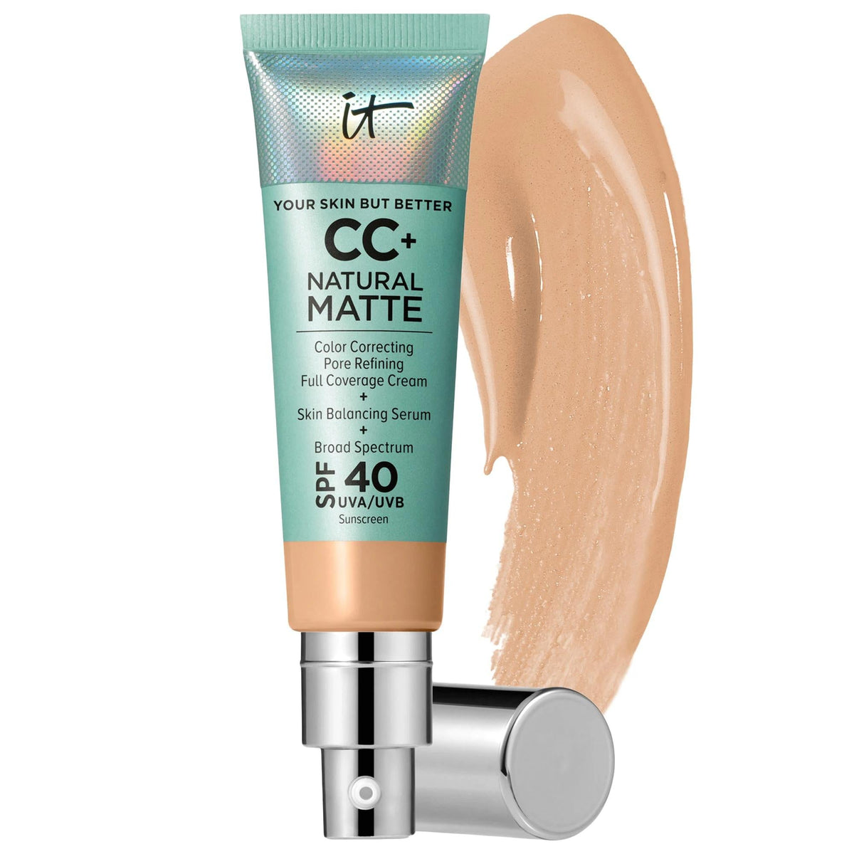 CC+ Cream Natural Matte Foundation with SPF 40 by CC Cream - Full Coverage, Vegan & Non-Comedogenic