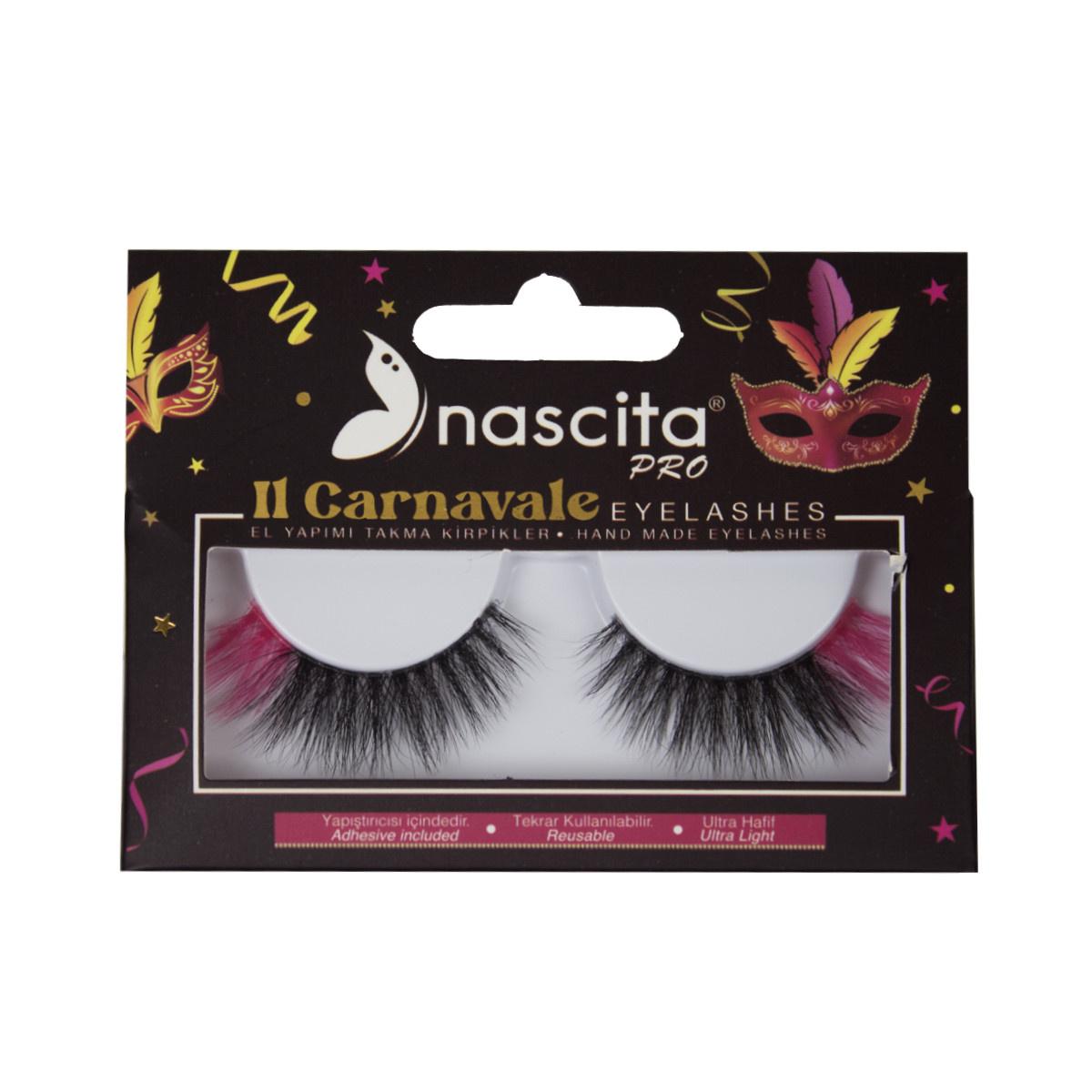 Nascita Carnavale Colorful False Eyelashes - Handmade, Dual-Colored, Special Occasion Makeup