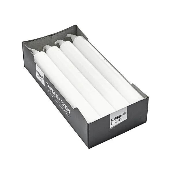 Rubin Licht White Candle Set, 8-Piece - Decorative, Smoke-Free, Drip-Free Candles for Home & Event Decor