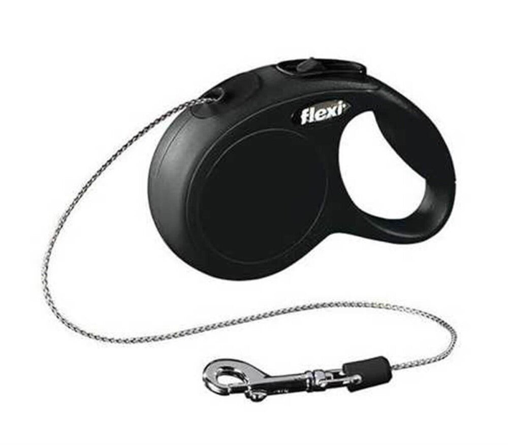 Flexi New Classic Retractable Cord Dog Leash Black XS 3m