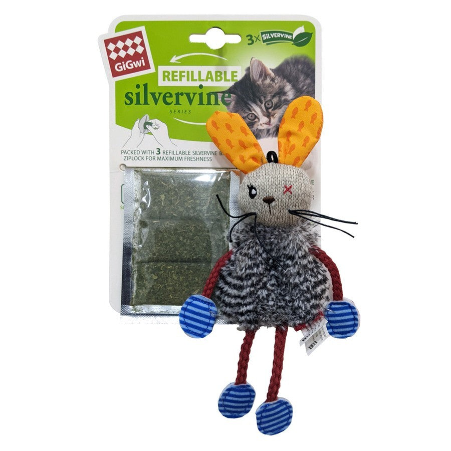 Gigwi Refillable Plush Rabbit Cat Toy with Catnip 1pc