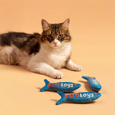 Kito Fish Plush Cat Toy Soft Hunting Instinct Support