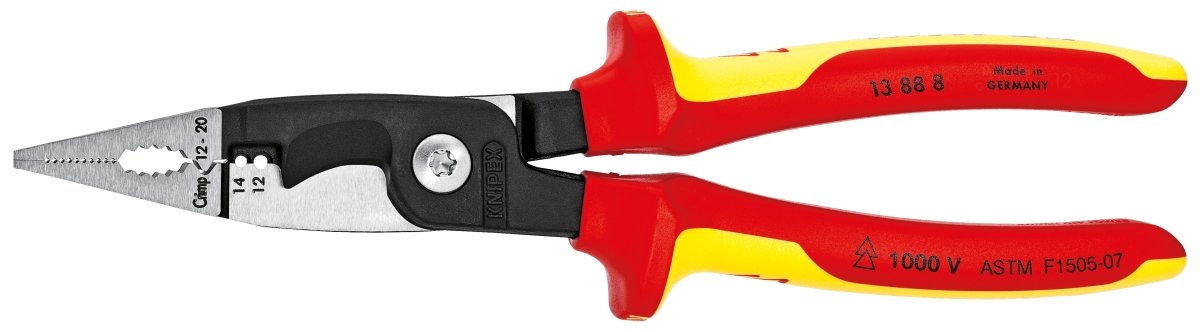 Knipex 6-in-1 Insulated Electrical Installation Pliers 8" 12-14 AWG 13 88 8 US