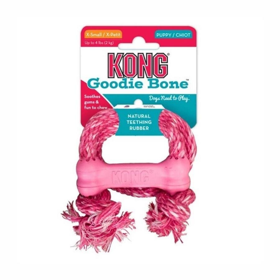 KONG Goodie Bone XS Puppy Toy with Cotton Rope for Teething