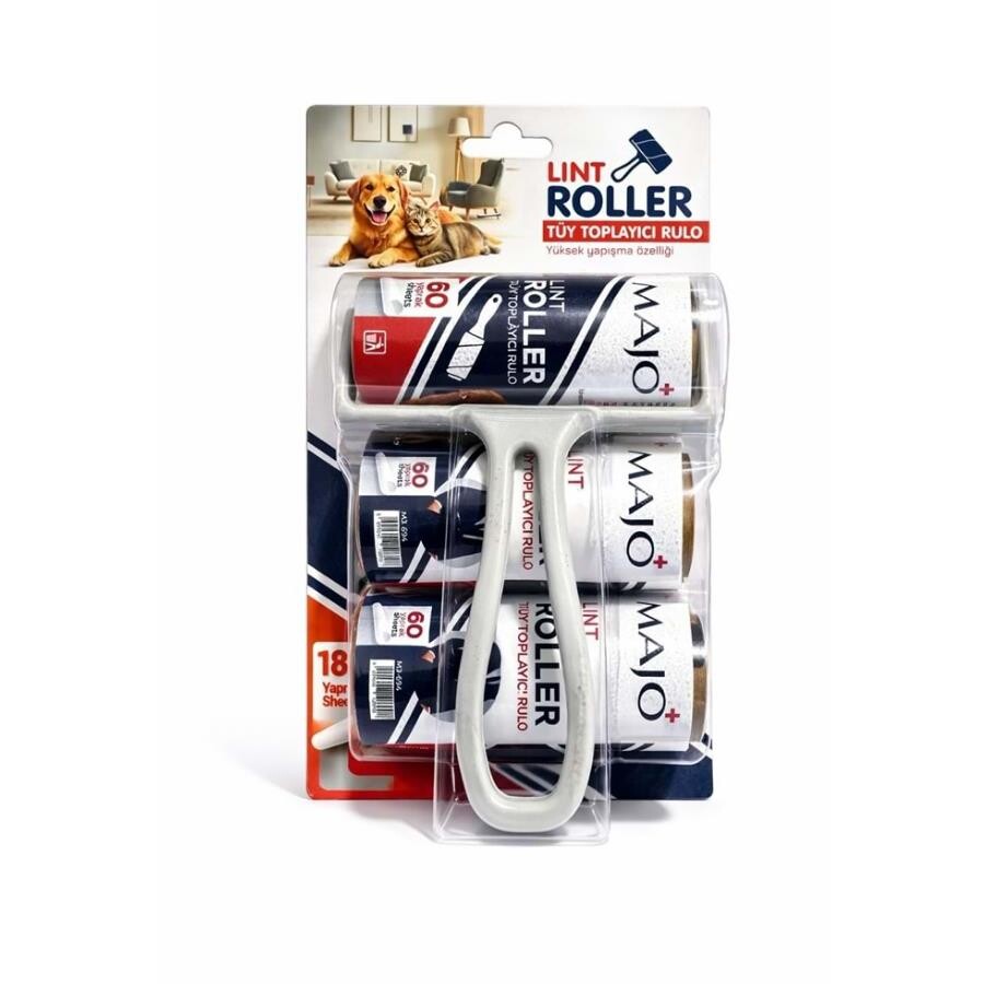 Majo Lint Roller Set 3-Pack for Pet Hair and Dust 180 Sheets