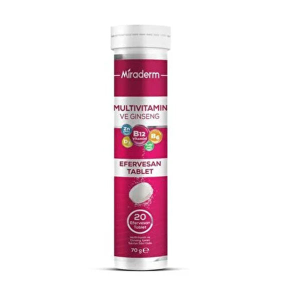 Miraderm Multivitamin & Ginseng Effervescent Tablets 20 Count