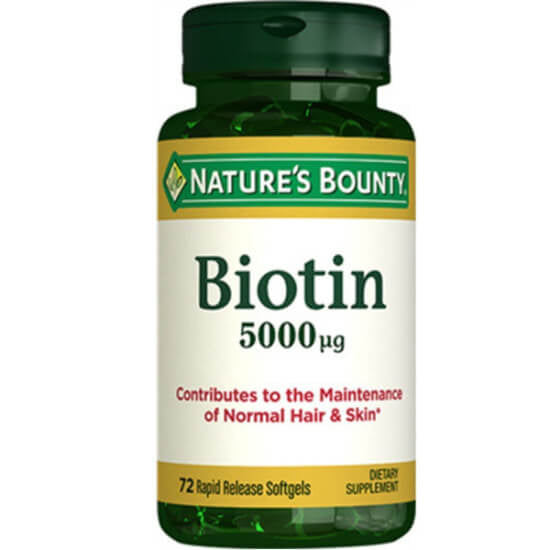 Nature's Bounty Biotin 5000 mcg Hair & Nail Support 72 Capsules