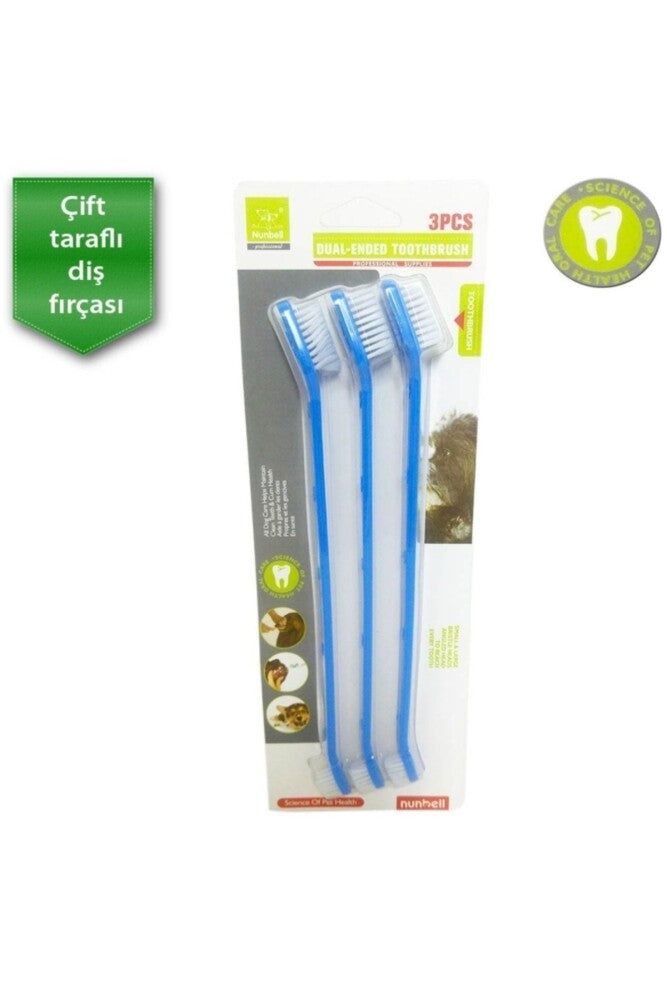 Nunbell Pet Toothbrush Set for Cats and Dogs 3 Pieces