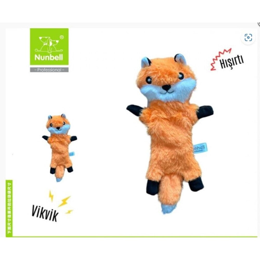 Nunbell Plush Fox Dog Toy Soft Squeaky Playmate