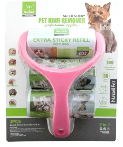 Nunbell Pet Hair Lint Roller with 3 Refills for Home Cleaning