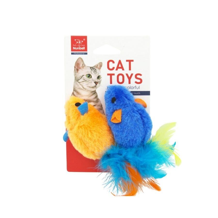Nunbell Feathered Mouse Cat Toy Set for Active Play 2-Pack