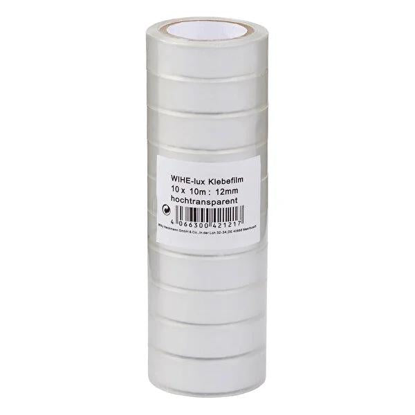 Schreibwelt Adhesive Tape - 12mm x 10m, Pack of 10 - Strong Adhesive for Crafting and Professionals