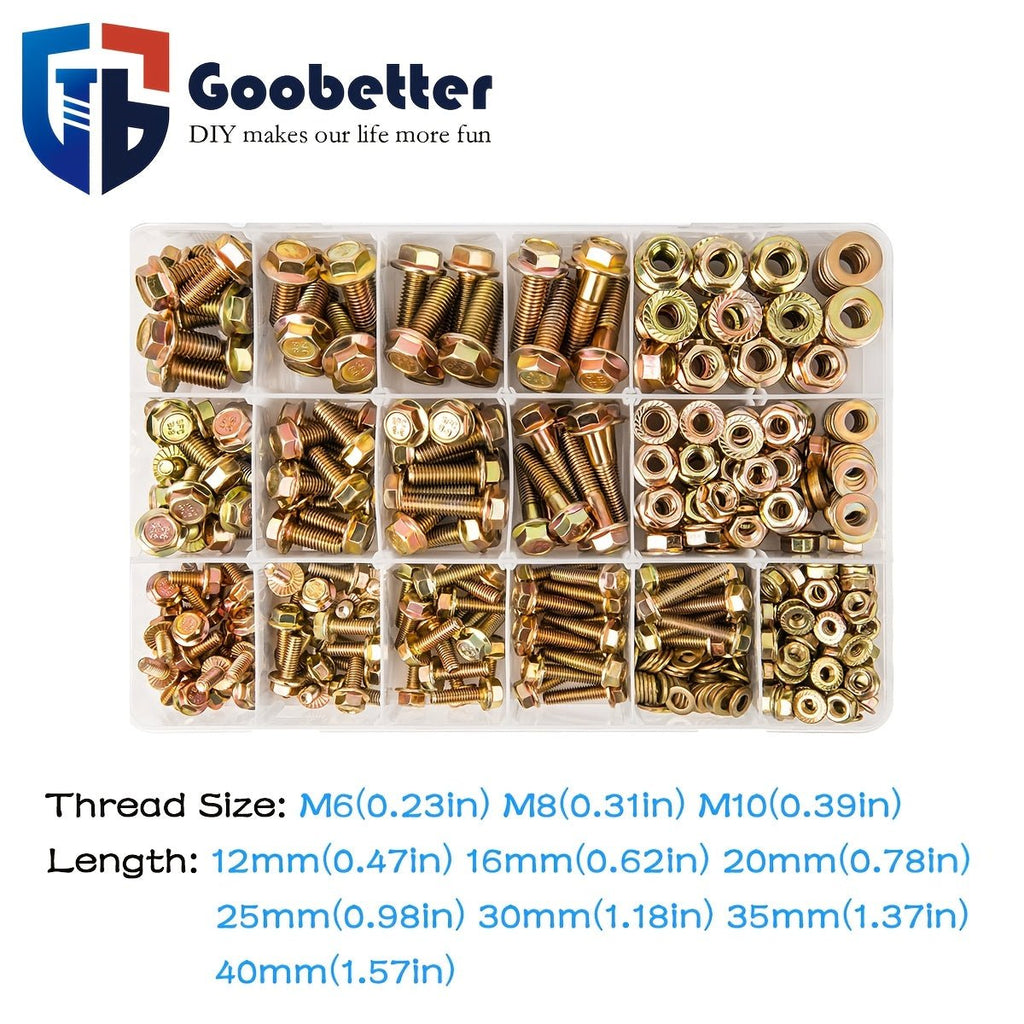 M6/M8/M10 Flange Bolt Kit (549PCS) | Hex Bolts, Nuts & Washers