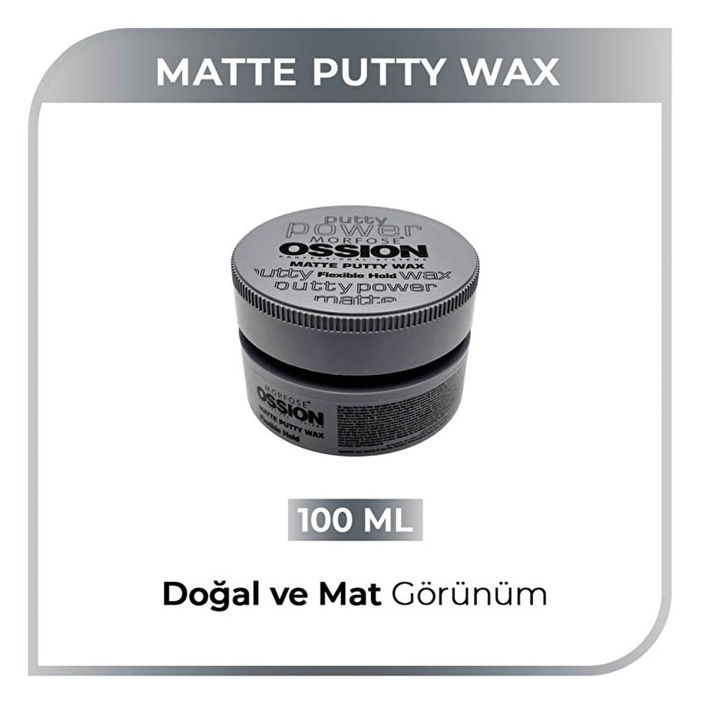 Morfose Ossion Matte Finish Hair Putty Wax for Men and Women - 3.38 fl oz, Water-Based, Flexible Hold