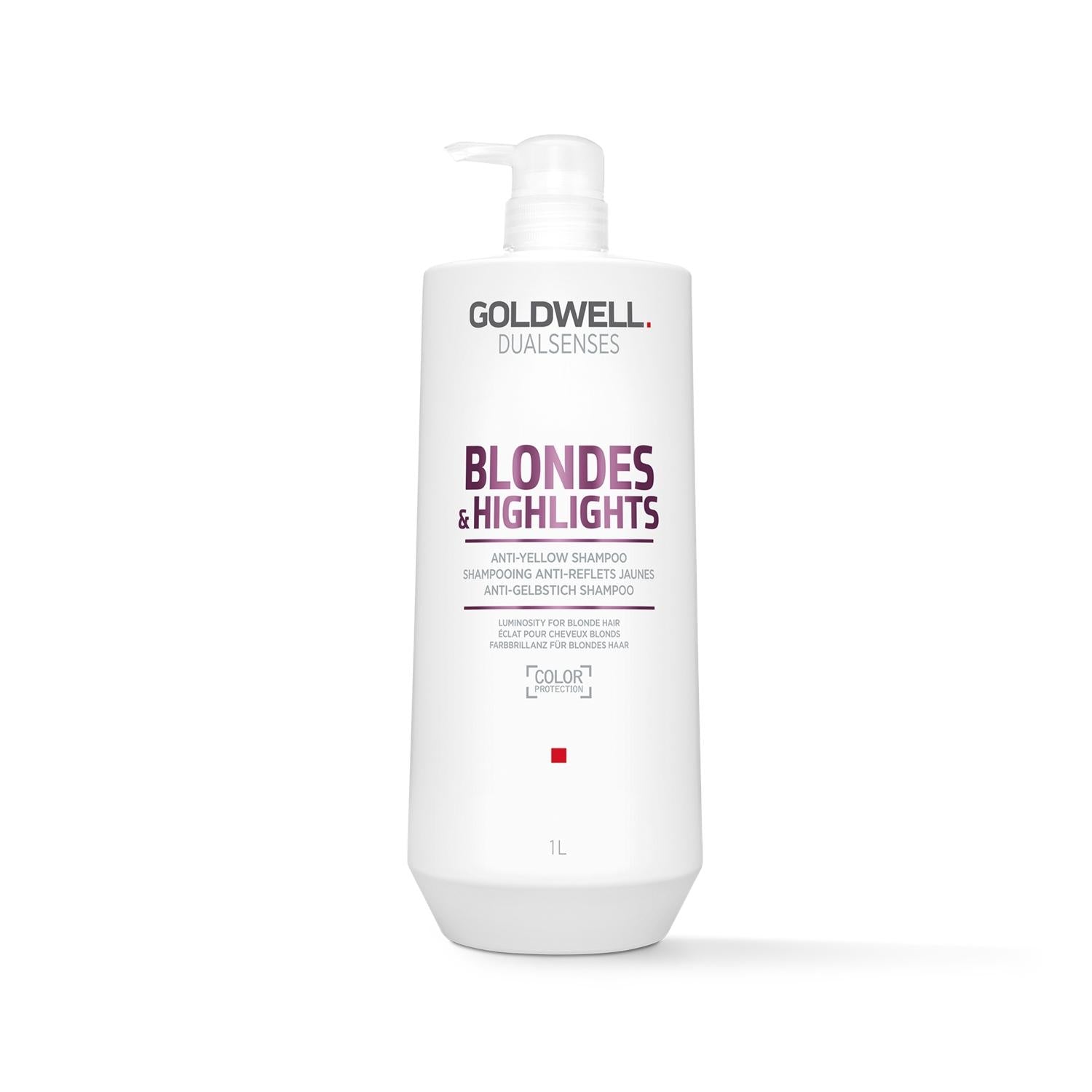 Goldwell Dualsenses Blondes & Highlights Anti Yellow Shampoo for Blonde Hair Maintenance - 1000ml Professional Hair Care
