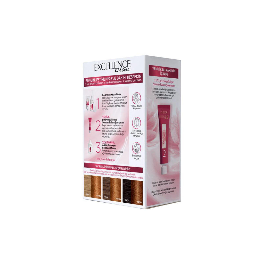 L'Oreal Paris Excellence Creme 7.43: Sultan Copper Hair Dye - 100% Gray Coverage, Long Lasting Color, Pro-Keratin & Ceramide for Hair Protection
