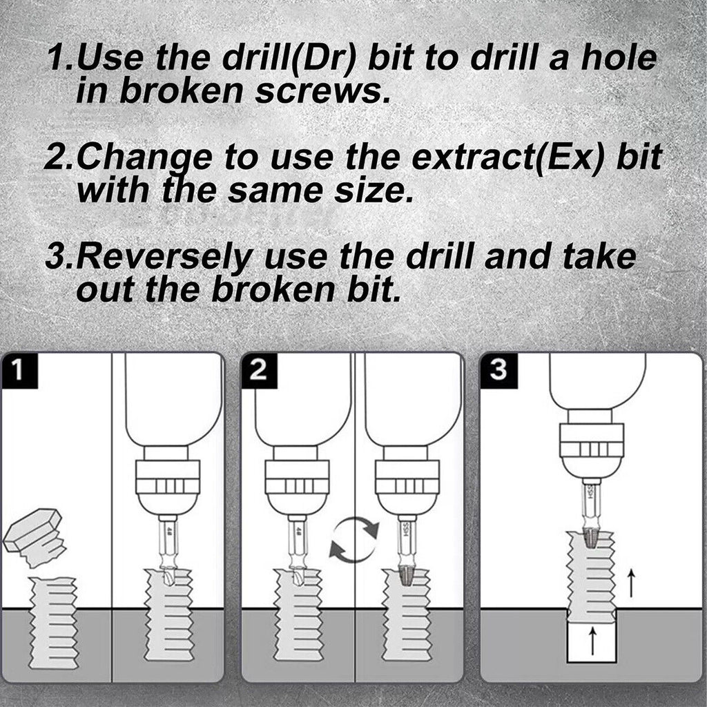 22Pcs Damaged Screw Extractor Speed Out Drill Bits Tool Set Broken Bolt Remover