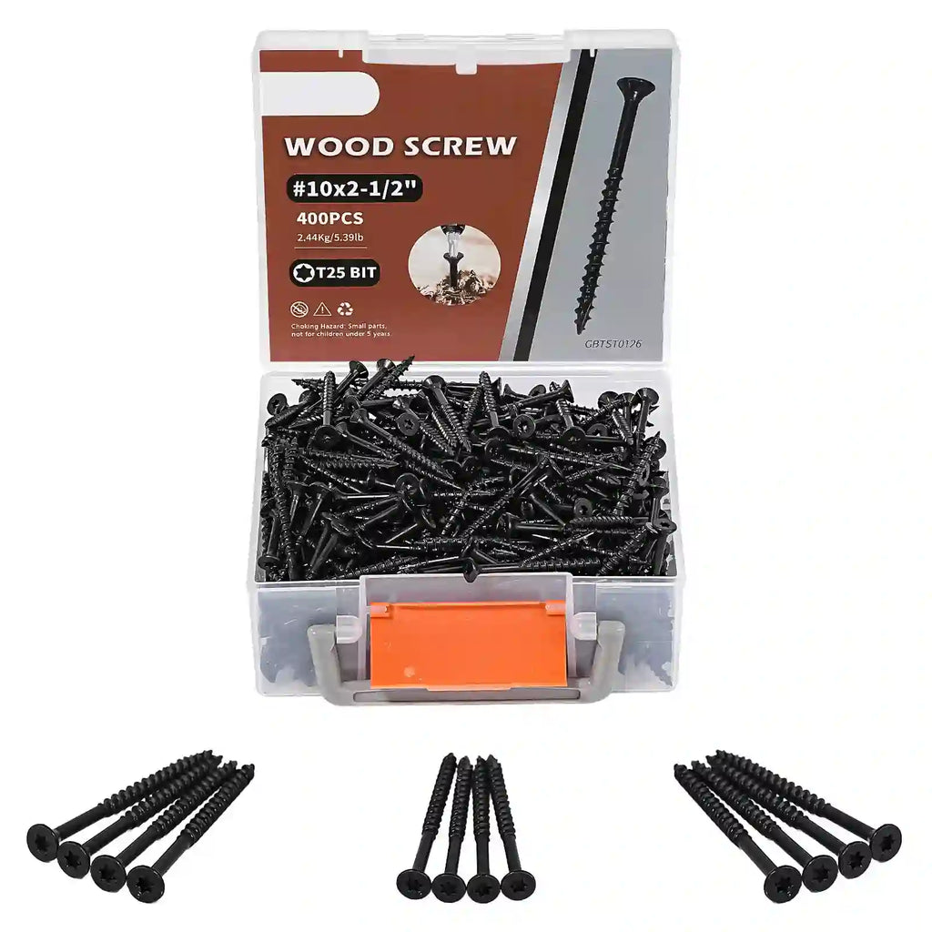 Black Exterior Deck Screws - T25 Torx Drive (Includes Bit)