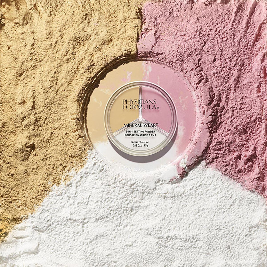 Physicians Formula Mineral Wear 3-in-1 Mineral Setting Powder for Long-lasting Makeup - Natural Finish, Skin Tone Evening