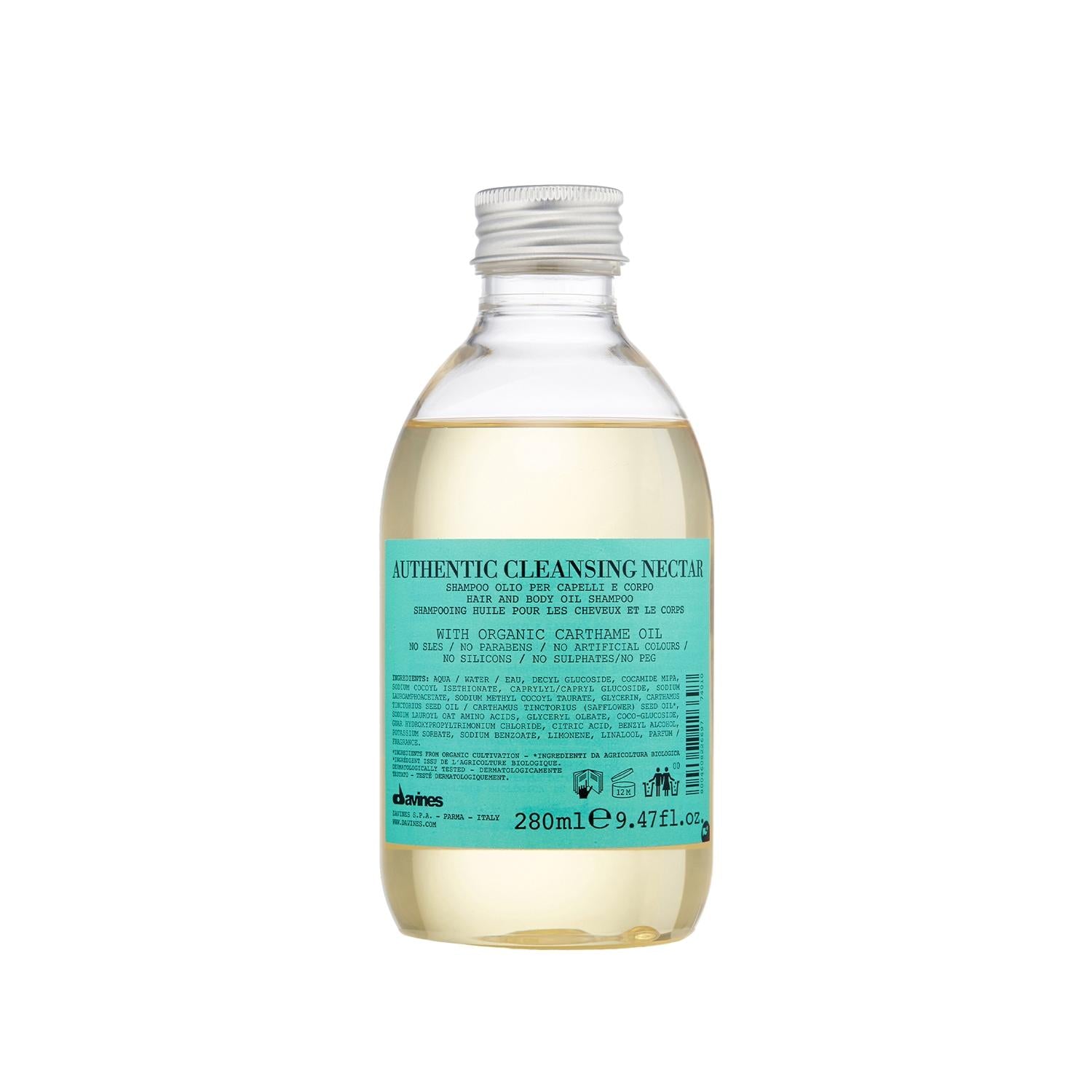 Davines Authentic Cleansing Nectar Shampoo 280 ml - Nourishing Cleansing Shampoo for Dry or Damaged Hair