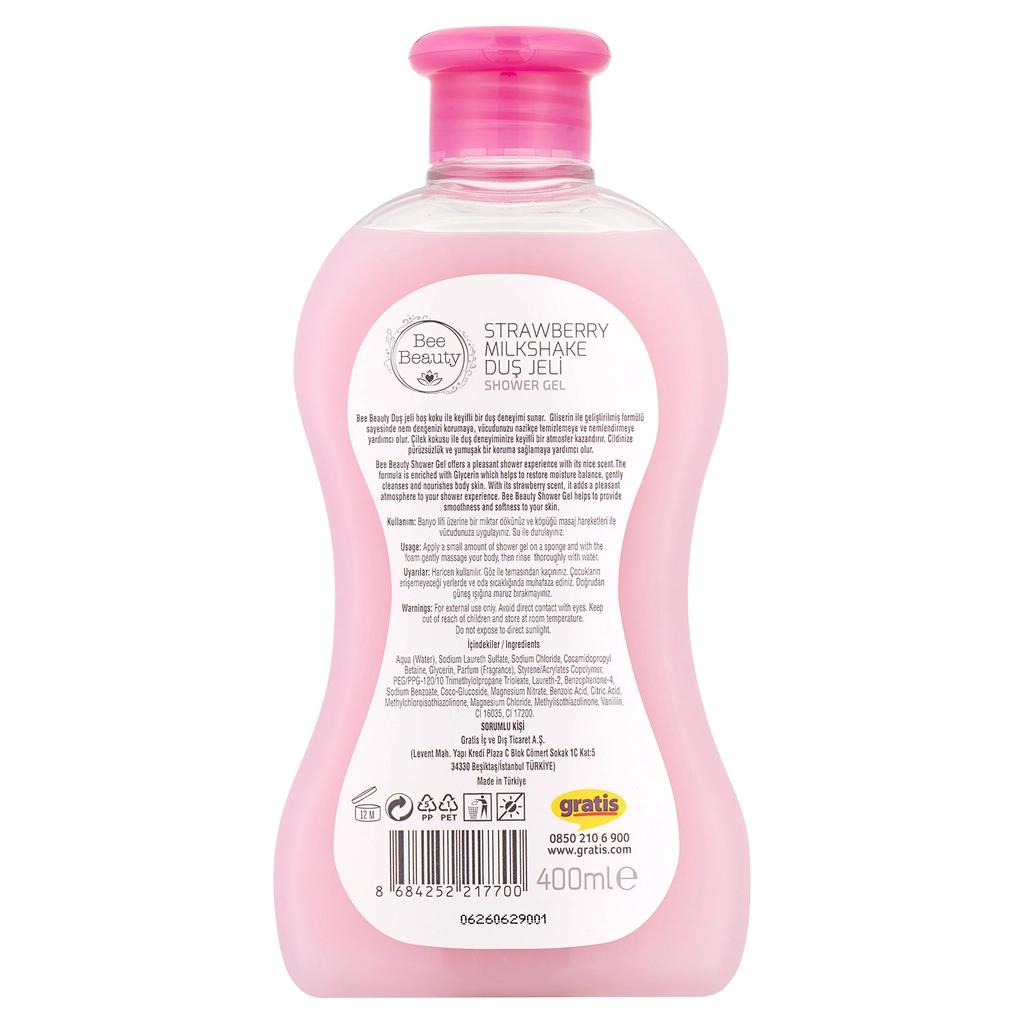 Bee Beauty Strawberry Milkshake Shower Gel for Soft Skin 400 ml