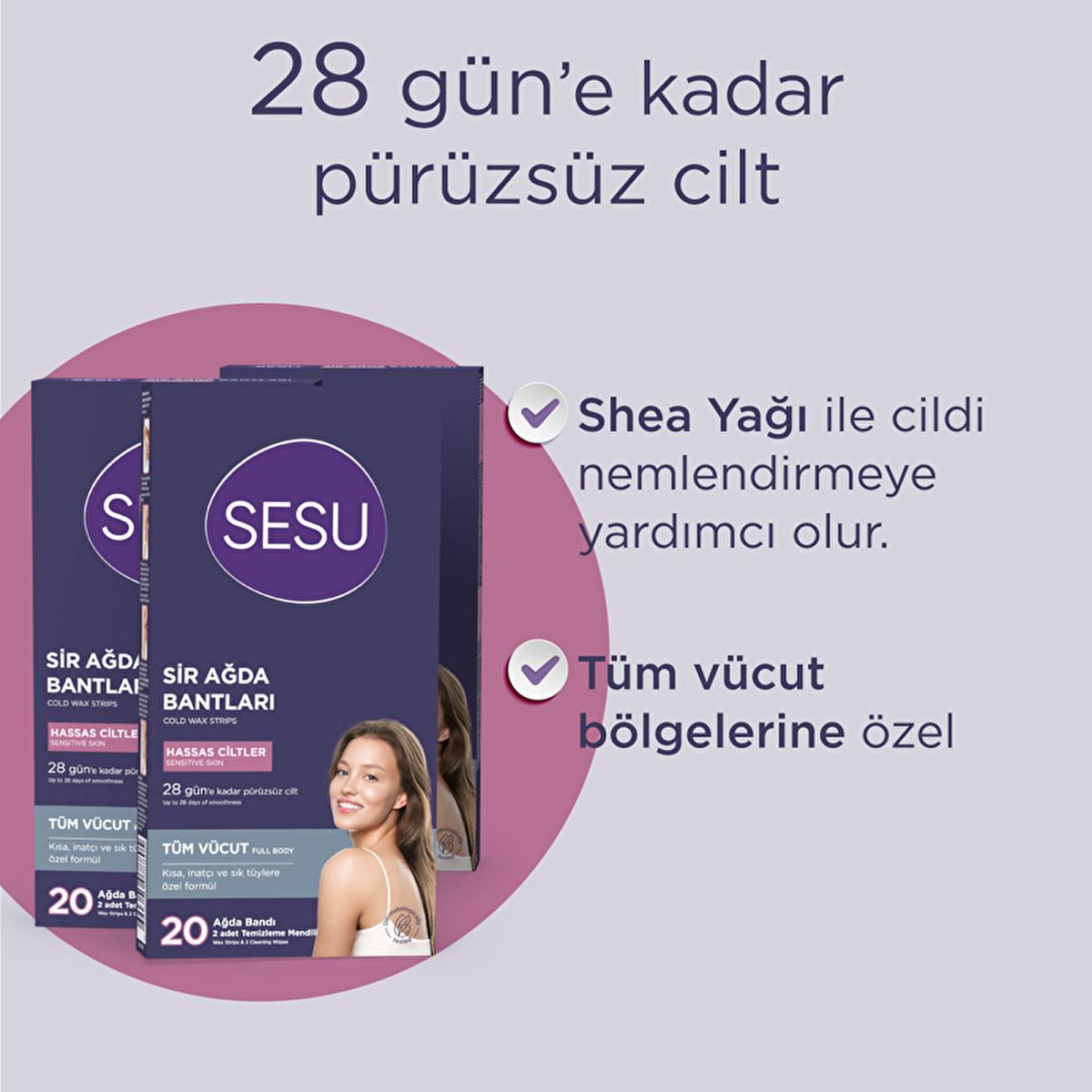 Sesu Sensitive Skin Wax Strips - Easy Hair Removal for Short Hair, Sugar-Free Formula