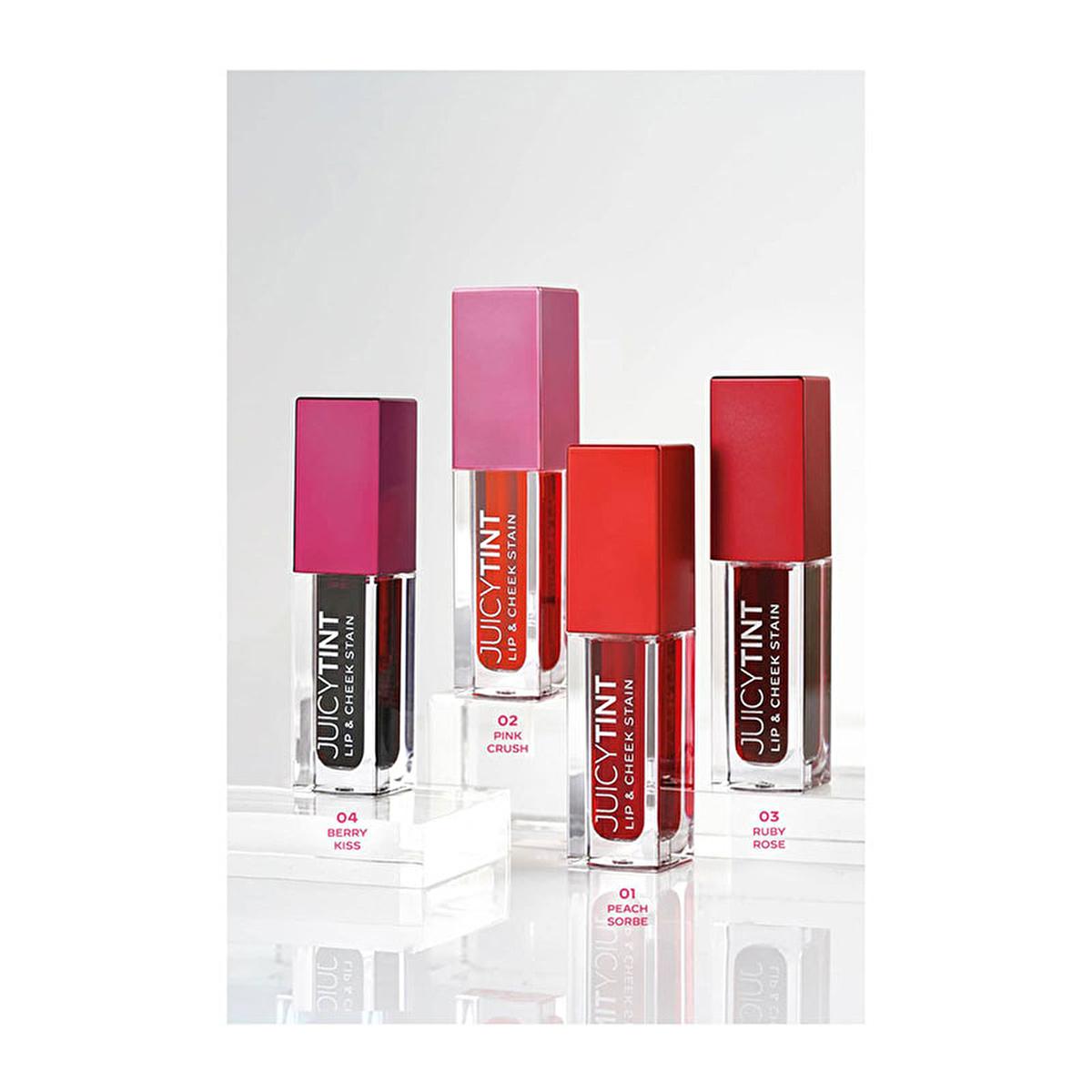 Golden Rose Juicy Tint Lip & Cheek Stain No:03 Ruby Rose - Multi-purpose Makeup for Natural Look