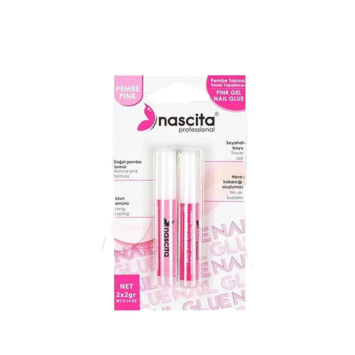 Nascita Nail Glue - Strong Artificial Nail Adhesive for Professional & At-Home Use - 2x2g Pink