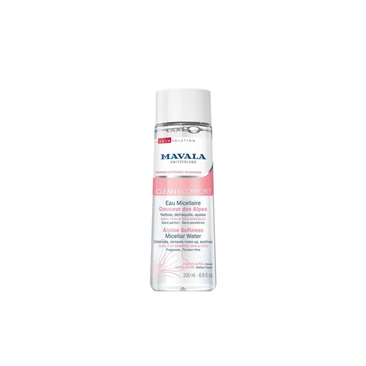 Mavala Clean & Comfort Micellar Water for Sensitive Skin - Gentle Cleansing, Alpine Softness, 200ml