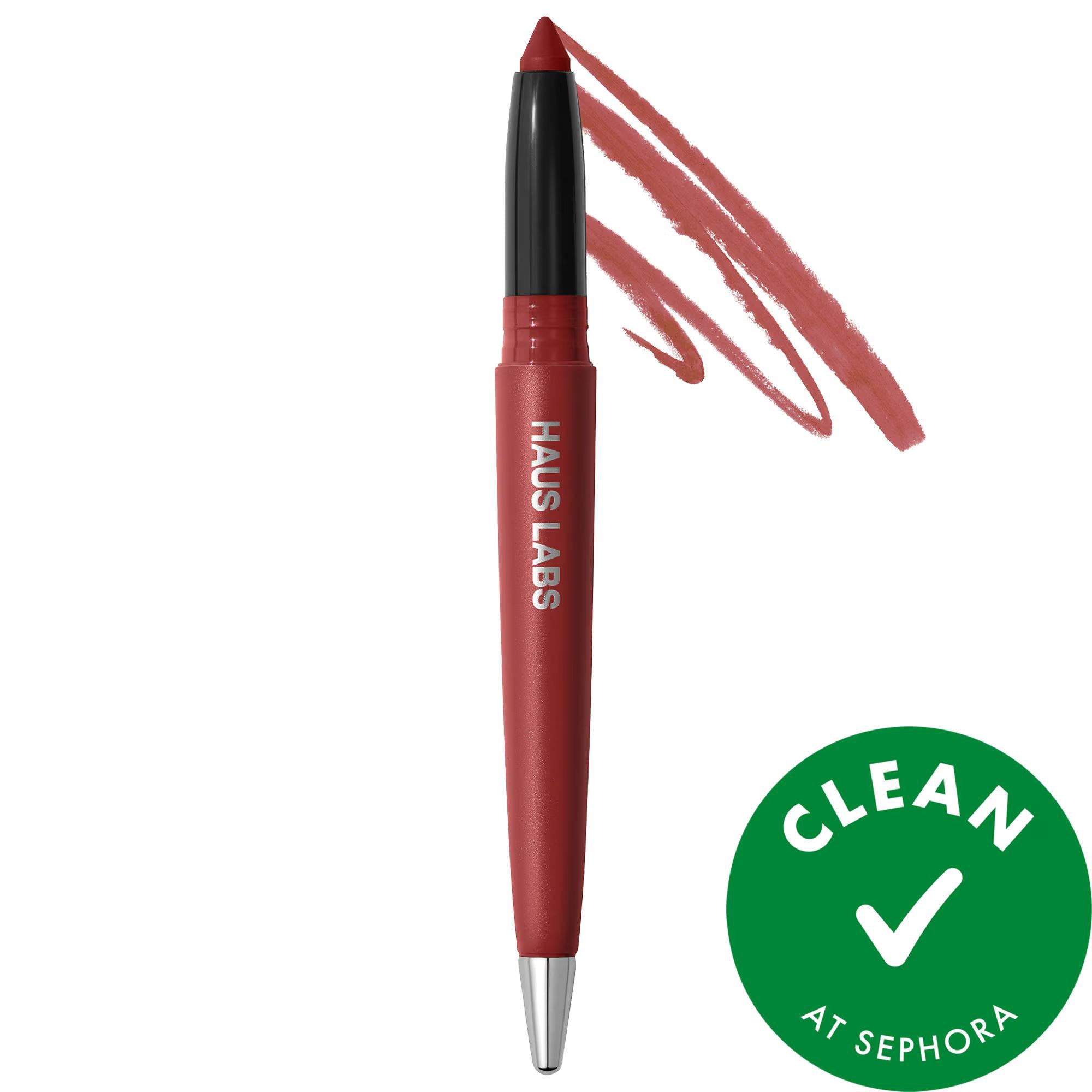 Le Monster Vegan Lipstick and Lip Liner Crayon: Hydrating, Cruelty-Free, and Lip Plumping with Mango Seed Oil & Peptides.