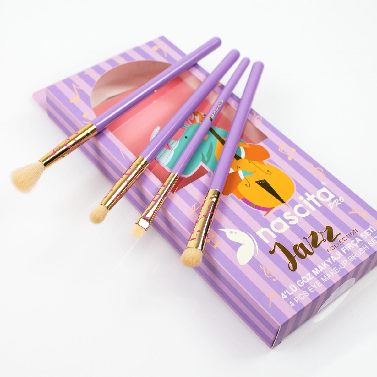 Nascita Jazz Professional 4-Piece Eye Makeup Brush Set - Soft, High-Quality Bristles for Precise Application