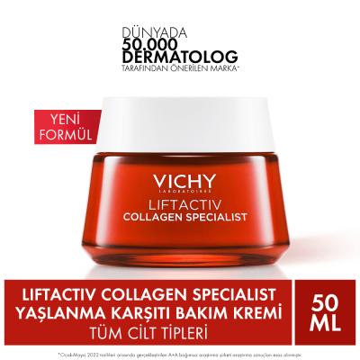 Vichy LiftActiv Collagen Specialist: Anti-Aging Face Cream - Reduce Wrinkles, Boost Skin Elasticity with Hyaluronic Acid & Vichy Thermal Water
