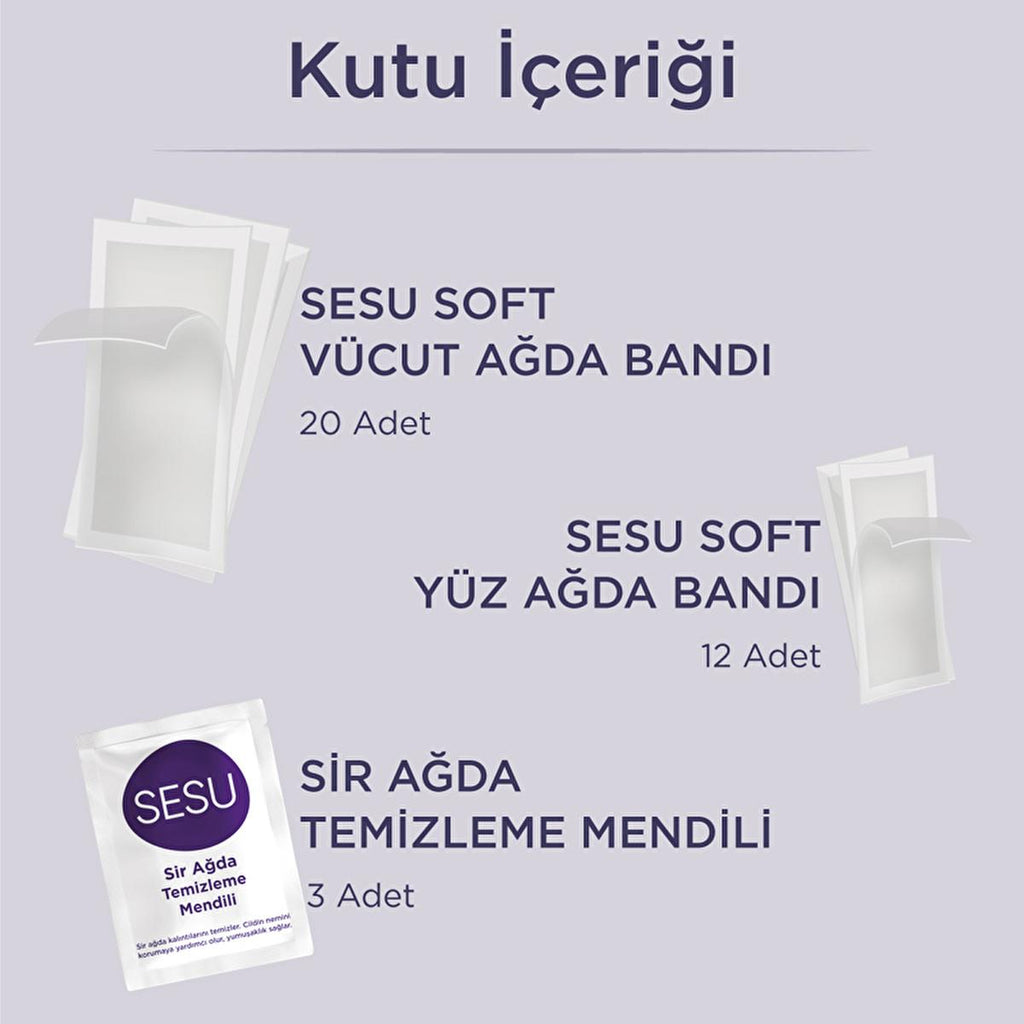 Sesu Soft Wax Strips for Hair Removal - Easy, Quick, Dermatologically Tested - 32 Strips
