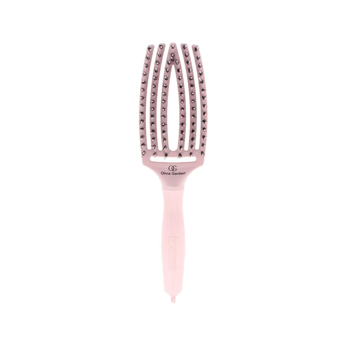 Olivia Garden Fingerbrush Care Iconic Boar Nylon Pastel Pink M - Gentle Care for Children and Sensitive Gums