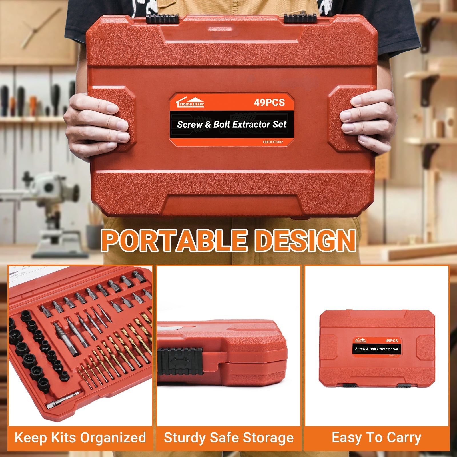 49-Piece Bolt and Screw Extractor Set with Drill Bits for Professional Auto Repair