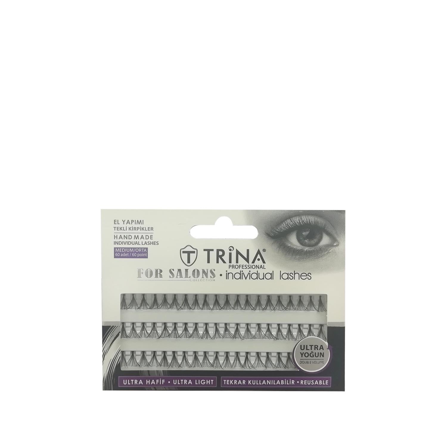 Trina Handmade Individual False Eyelashes - Medium, 60 Pieces, Enhances Natural Beauty