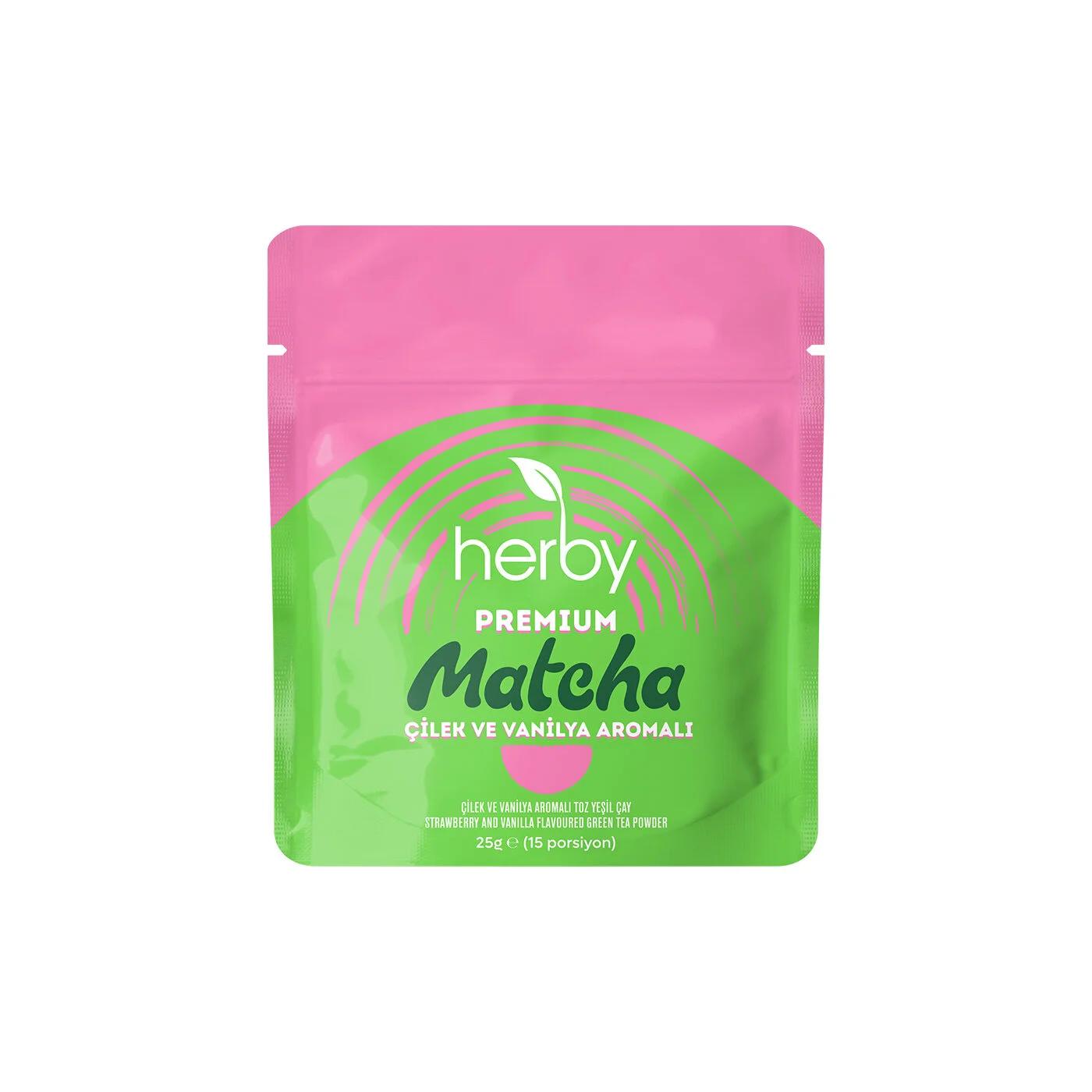 Herby Premium Strawberry & Vanilla Matcha Tea 25g