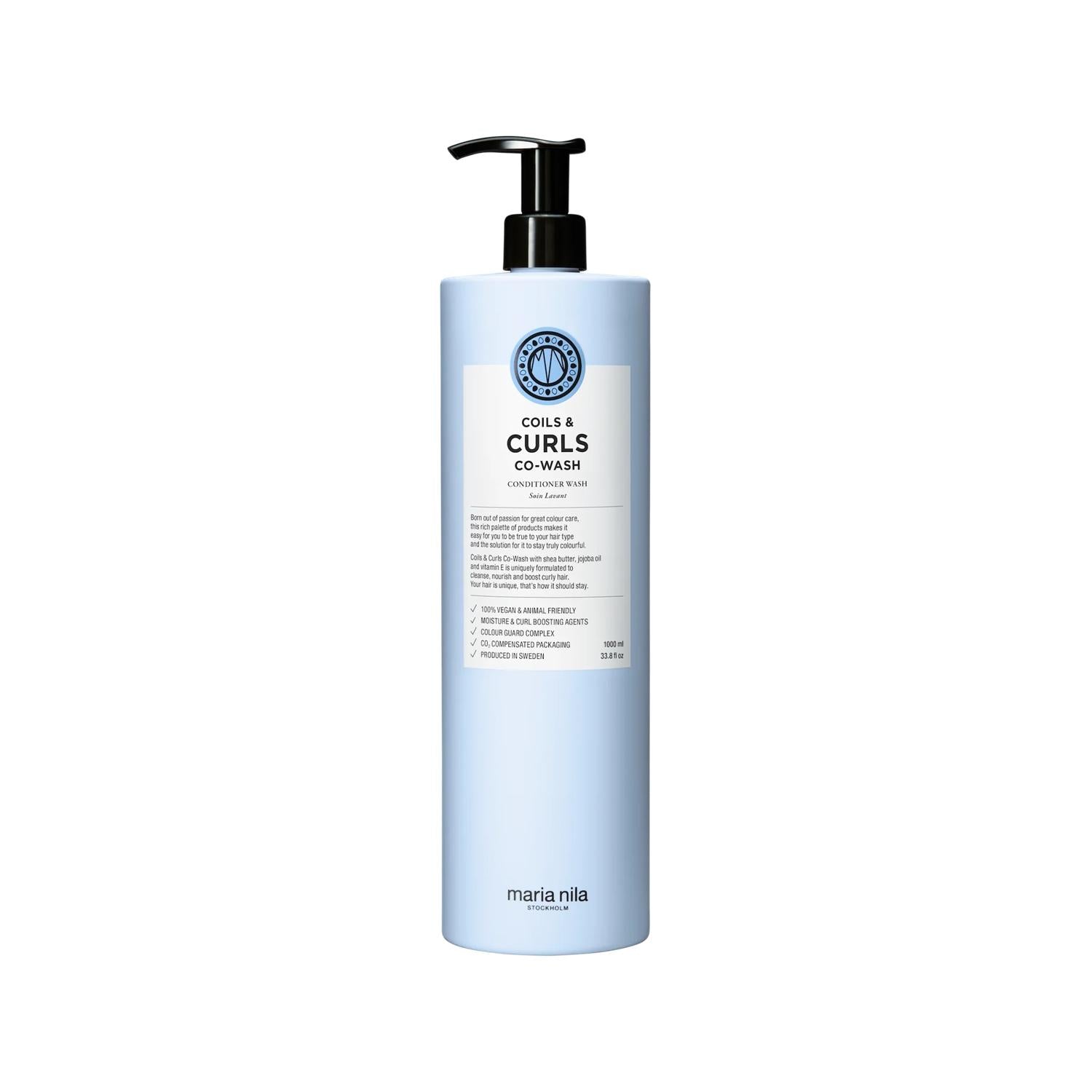 Maria Nila Coils And Curls Co-Wash Shampoo 1000ml - Gentle Moisturizing Curly Hair Care