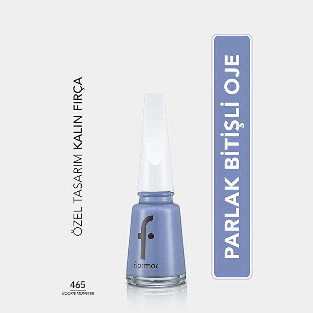 Flormar Nail Enamel: High Pigment, Long Lasting Nail Polish - Chip Resistant, Strengthening, Glossy Finish - Cookie Monster Shade