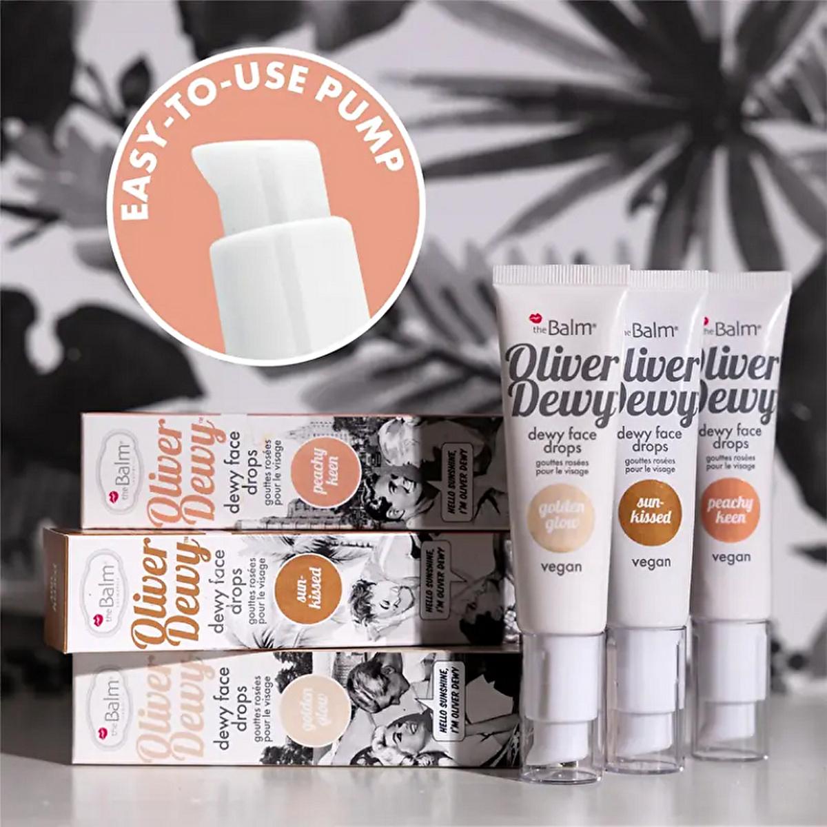 theBalm Oliver Dewy Face Drops: Achieve Radiant, Glowing Skin with this Illuminating Liquid Highlighter - Peachy Keen & Sun-Kissed Options