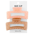 Eklips Frosted Rectangular Hair Claw Clip Pink & Brown