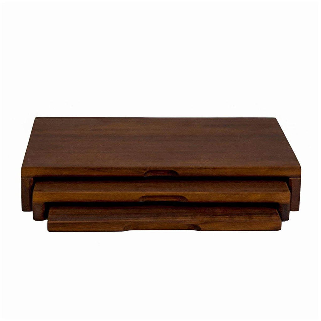 Lava Cast Iroko Wooden Serving Board Set - Durable Rectangular Cutting Board for Meat and Food Serving, 9.84 x 15.75 inches