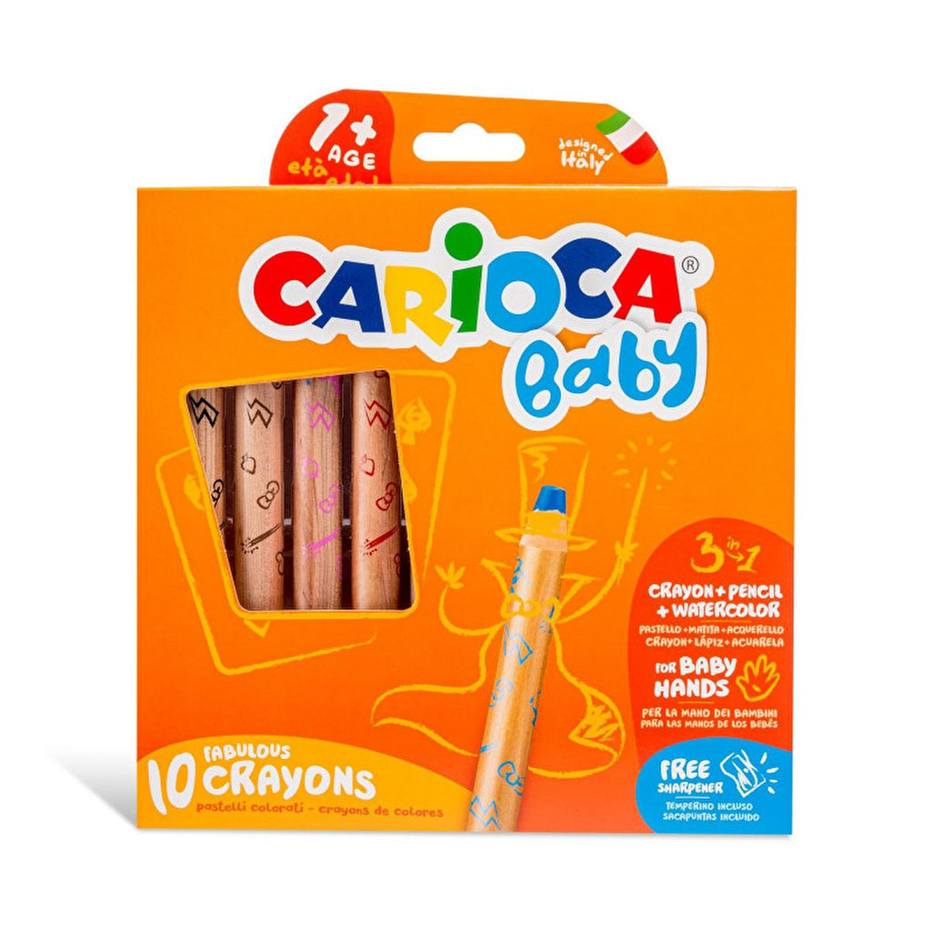 Carioca Toddler Washable Paint Markers - 10 Colors, 3 in 1 Design, Non-Toxic Art Supplies for Kids 1+ Year
