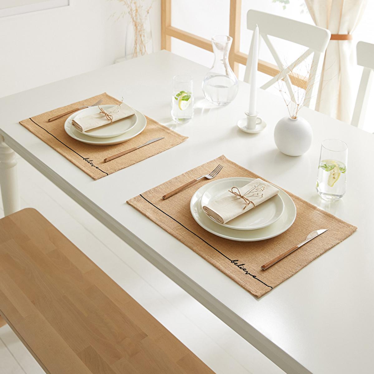 Ocean Home Jute Placemats Set of 2: Natural Woven Table Mats, Eco-Friendly & Biodegradable, Rustic Bohemian Dining Decor, 17.7x13.8 inches